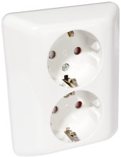 Stikkontakt dobbel m/jord lav